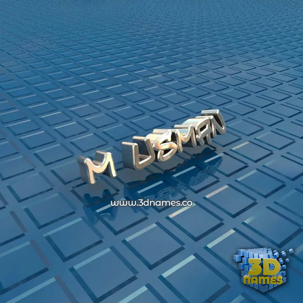 m usman in Blue Bling style - 3D name wallpaper