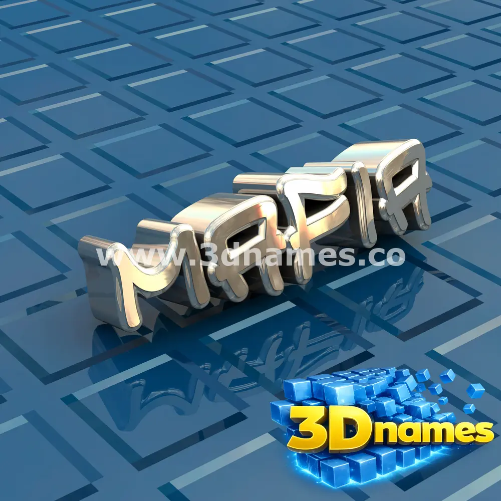 mafia in Blue Bling style - 3D name wallpaper