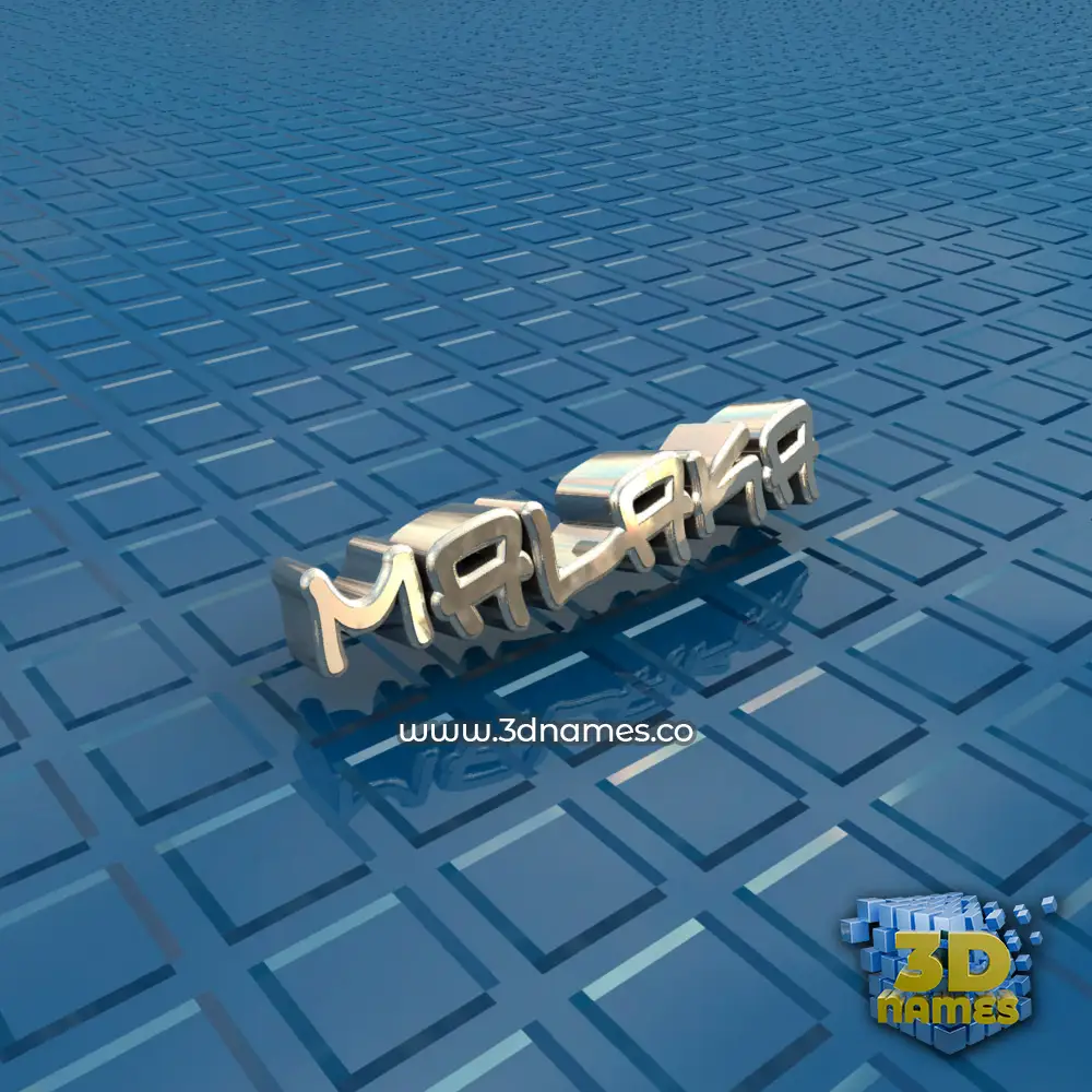 malaka in Blue Bling style - 3D name wallpaper
