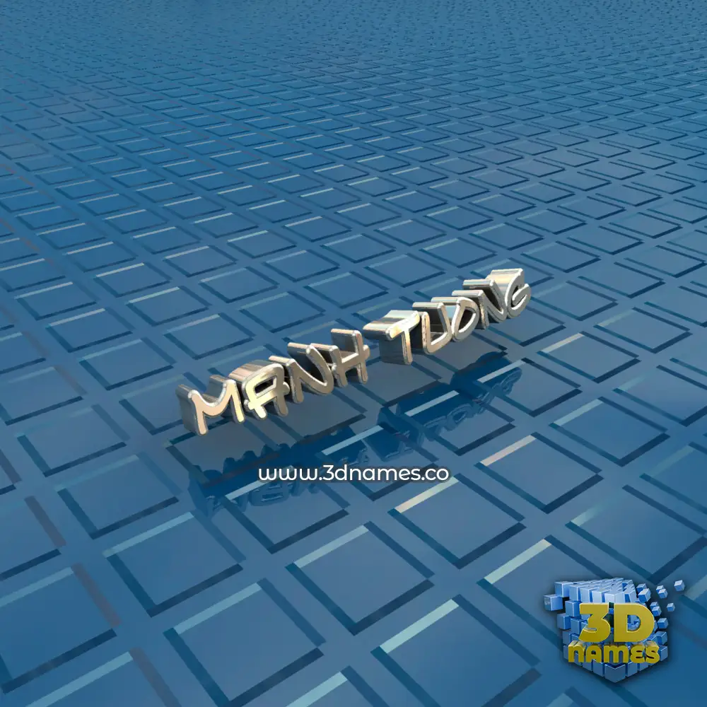 manh tuong in Blue Bling style - 3D name wallpaper