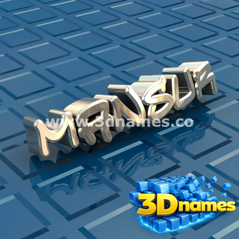mansur in Blue Bling style - 3D name wallpaper