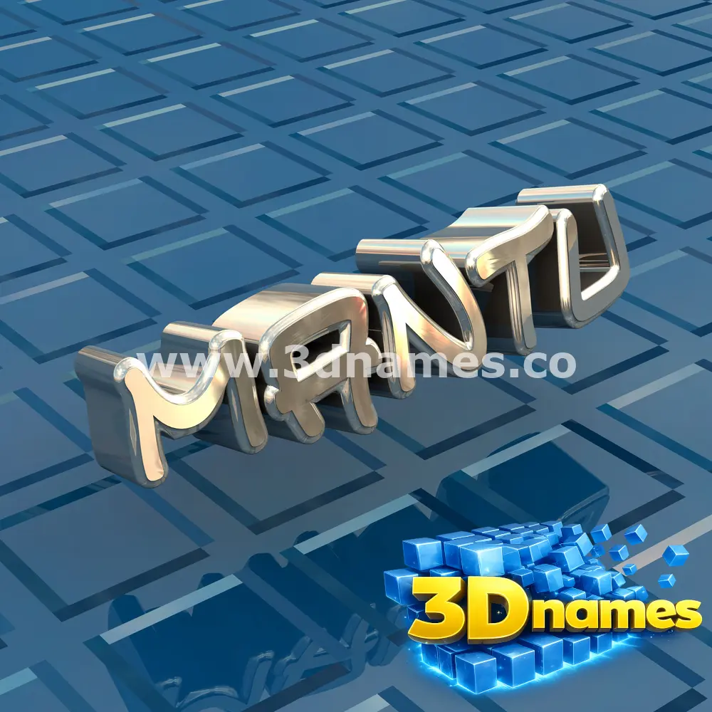 mantu in Blue Bling style - 3D name wallpaper
