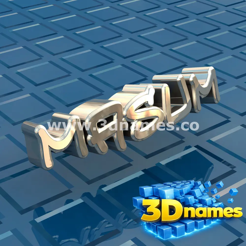 masum in Blue Bling style - 3D name wallpaper