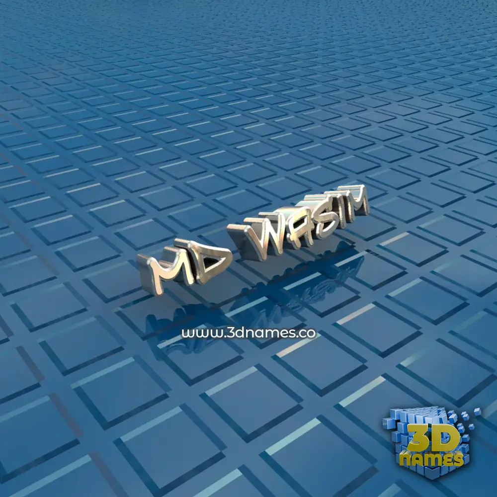 md wasim in Blue Bling style - 3D name wallpaper