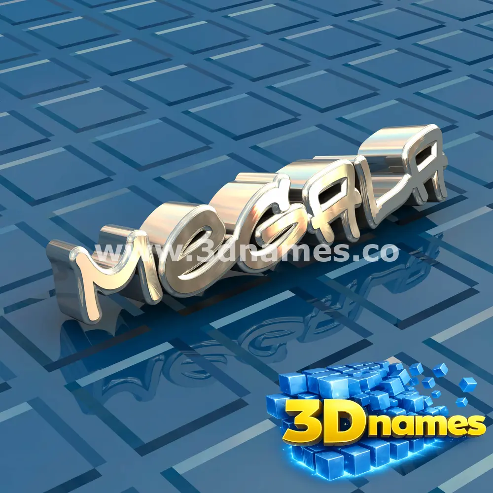 megala in Blue Bling style - 3D name wallpaper