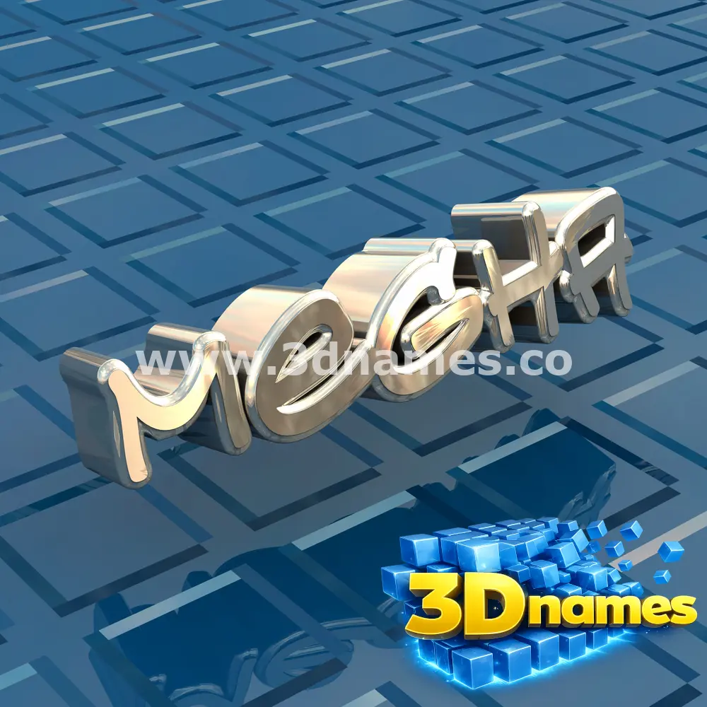 megha in Blue Bling style - 3D name wallpaper