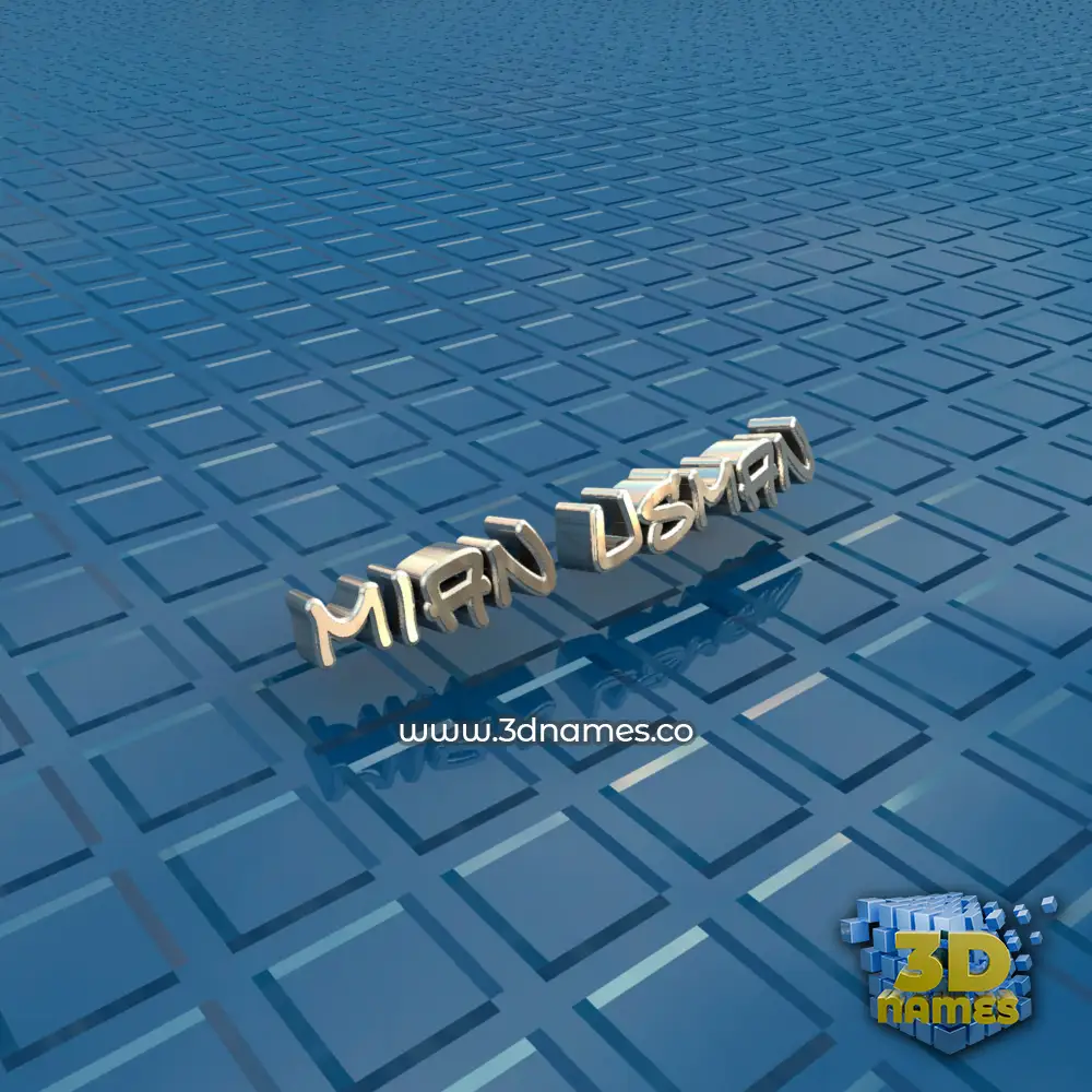 mian usman in Blue Bling style - 3D name wallpaper