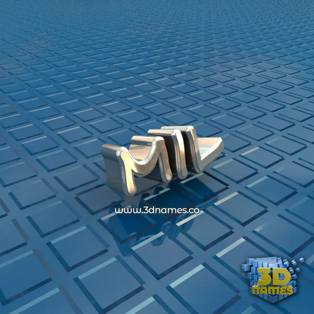 mil in Blue Bling style - 3D name wallpaper