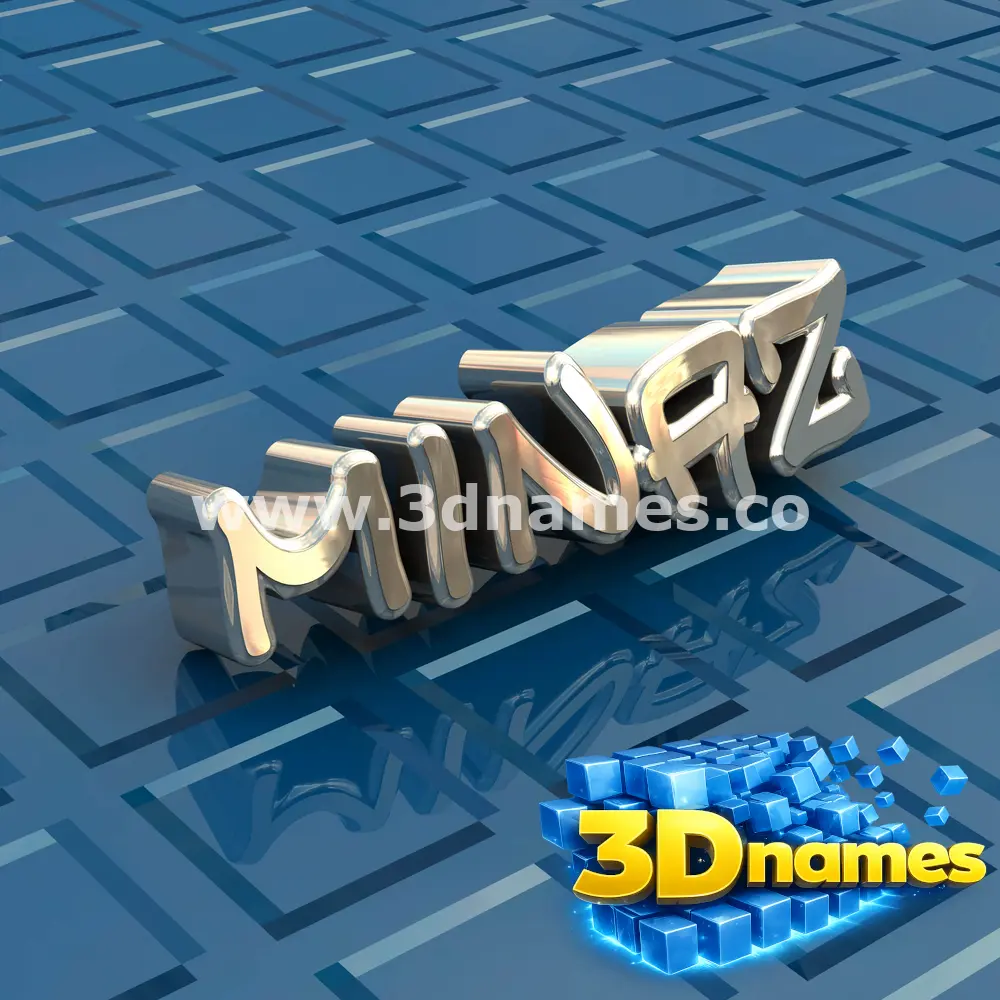 minaz in Blue Bling style - 3D name wallpaper