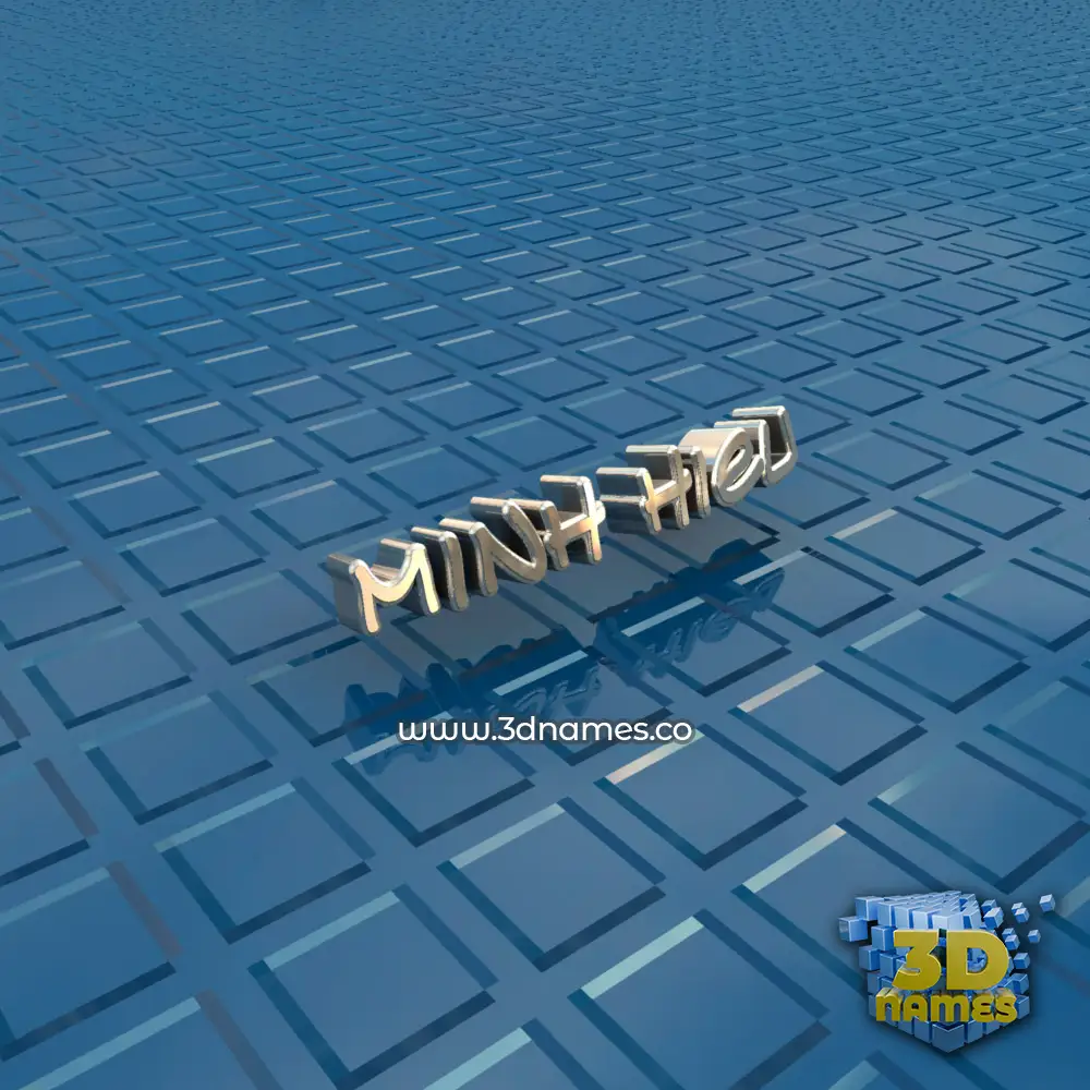 minh hieu in Blue Bling style - 3D name wallpaper