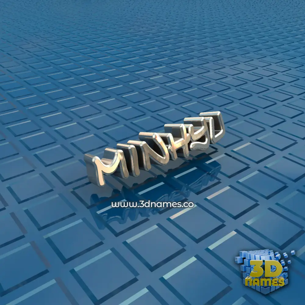 minhyu in Blue Bling style - 3D name wallpaper