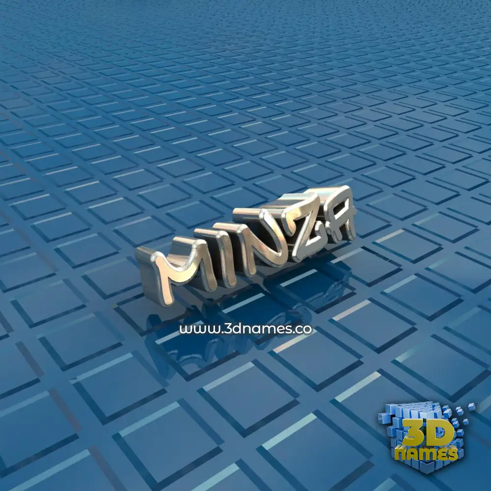minza in Blue Bling style - 3D name wallpaper