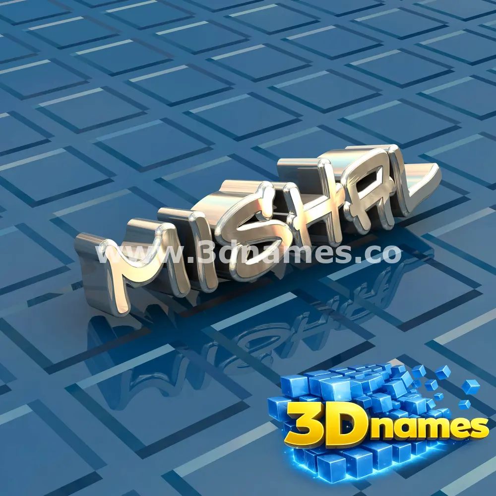 mishal in Blue Bling style - 3D name wallpaper