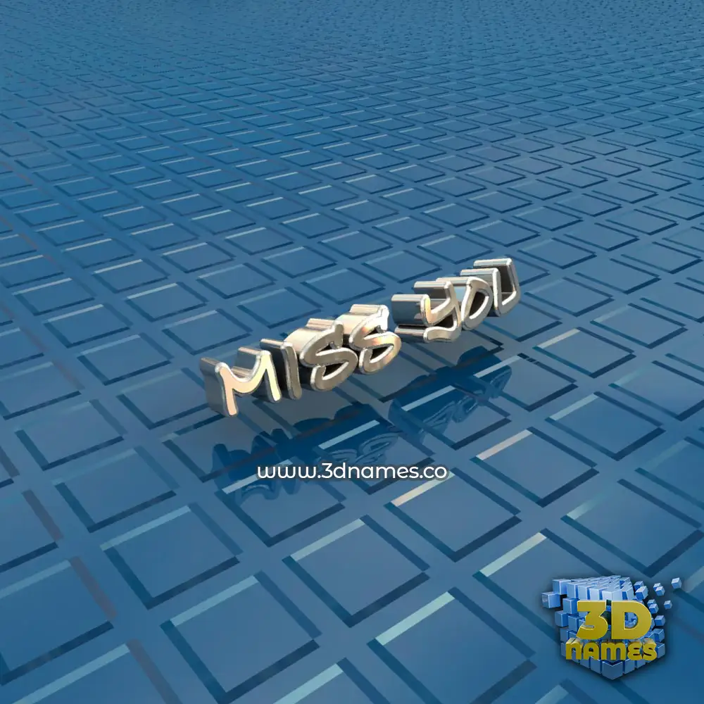 miss you in Blue Bling style - 3D name wallpaper