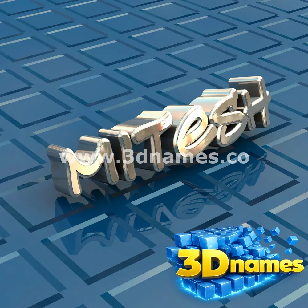 mitesh in Blue Bling style - 3D name wallpaper
