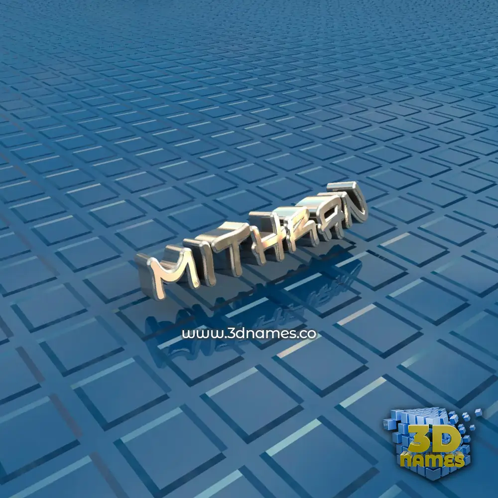 mithran in Blue Bling style - 3D name wallpaper