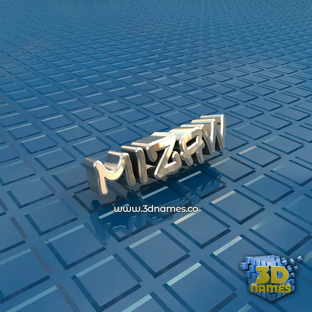mizaw in Blue Bling style - 3D name wallpaper