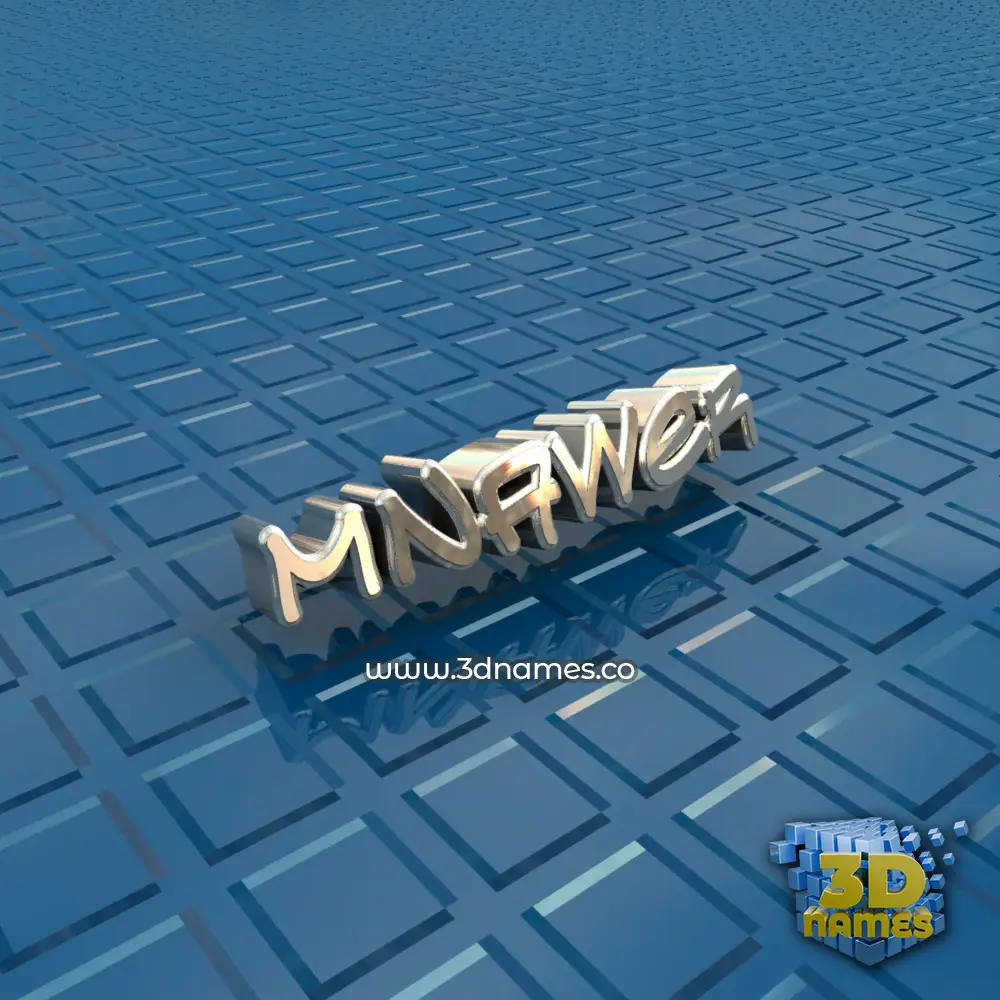 mnawer in Blue Bling style - 3D name wallpaper