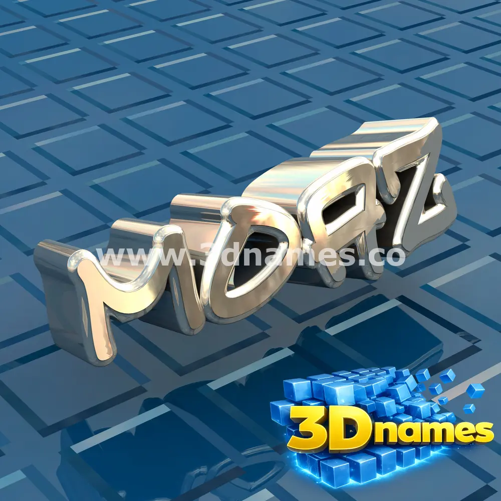 moaz in Blue Bling style - 3D name wallpaper