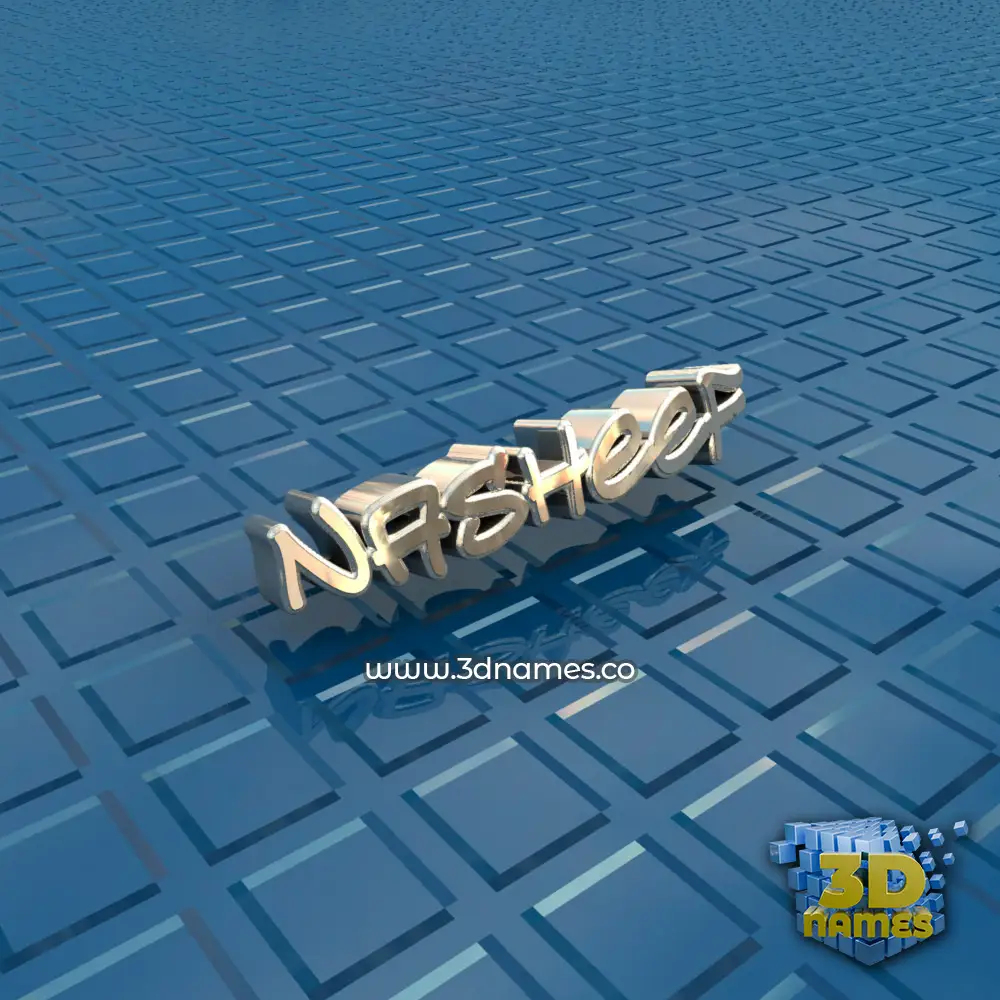 nasheef in Blue Bling style - 3D name wallpaper
