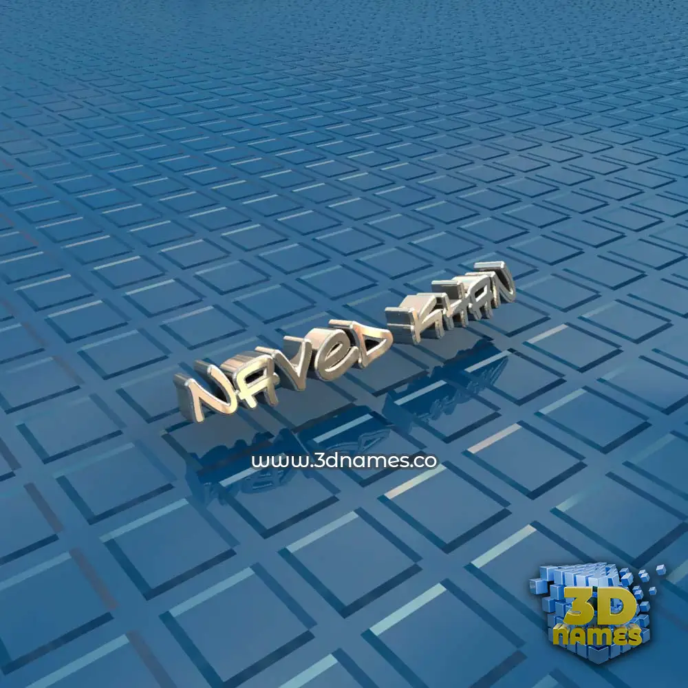 naved khan in Blue Bling style - 3D name wallpaper