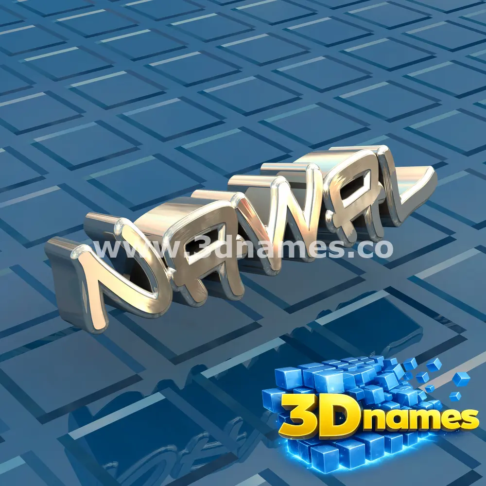 nawal in Blue Bling style - 3D name wallpaper