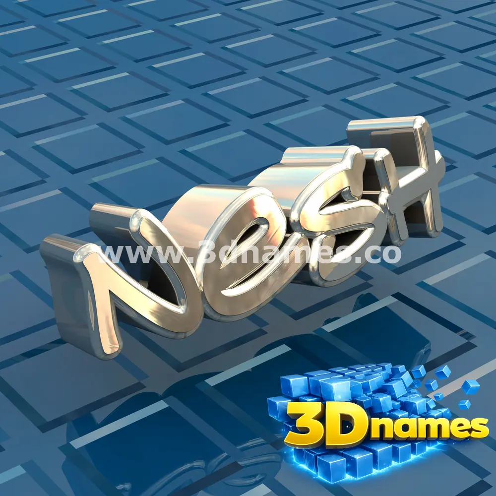 nesh in Blue Bling style - 3D name wallpaper