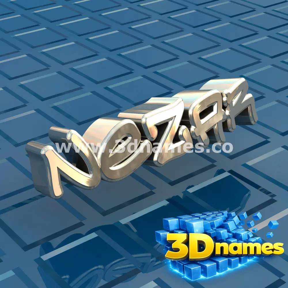 nezar in Blue Bling style - 3D name wallpaper