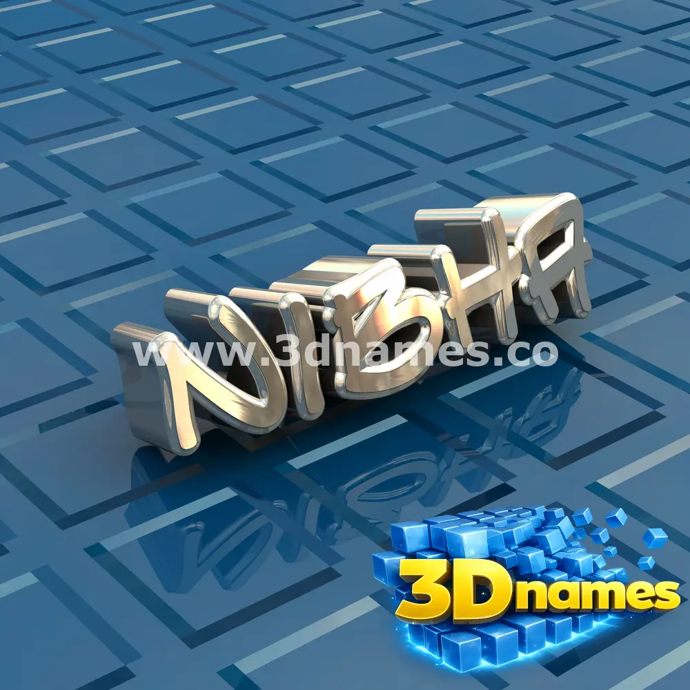 nibha in Blue Bling style - 3D name wallpaper