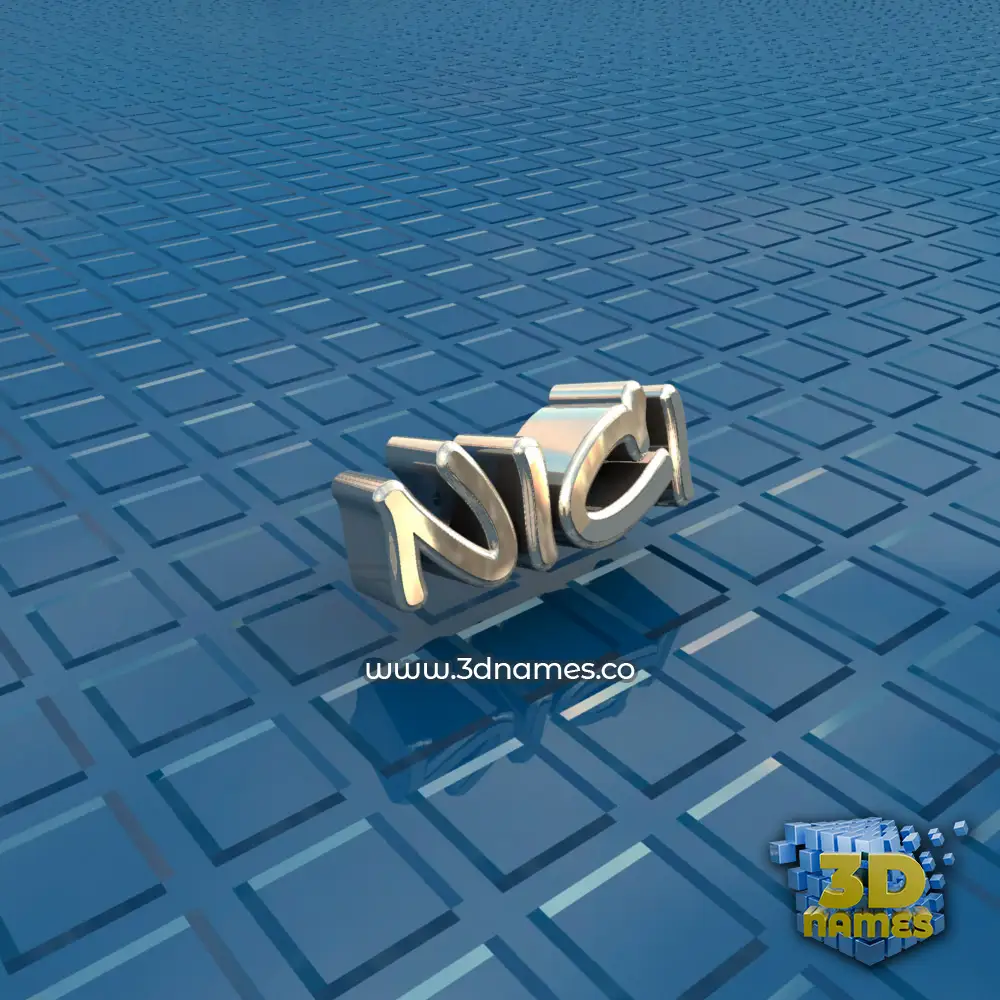 nici in Blue Bling style - 3D name wallpaper