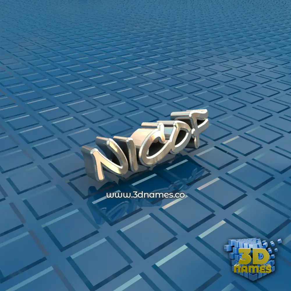 nicof in Blue Bling style - 3D name wallpaper