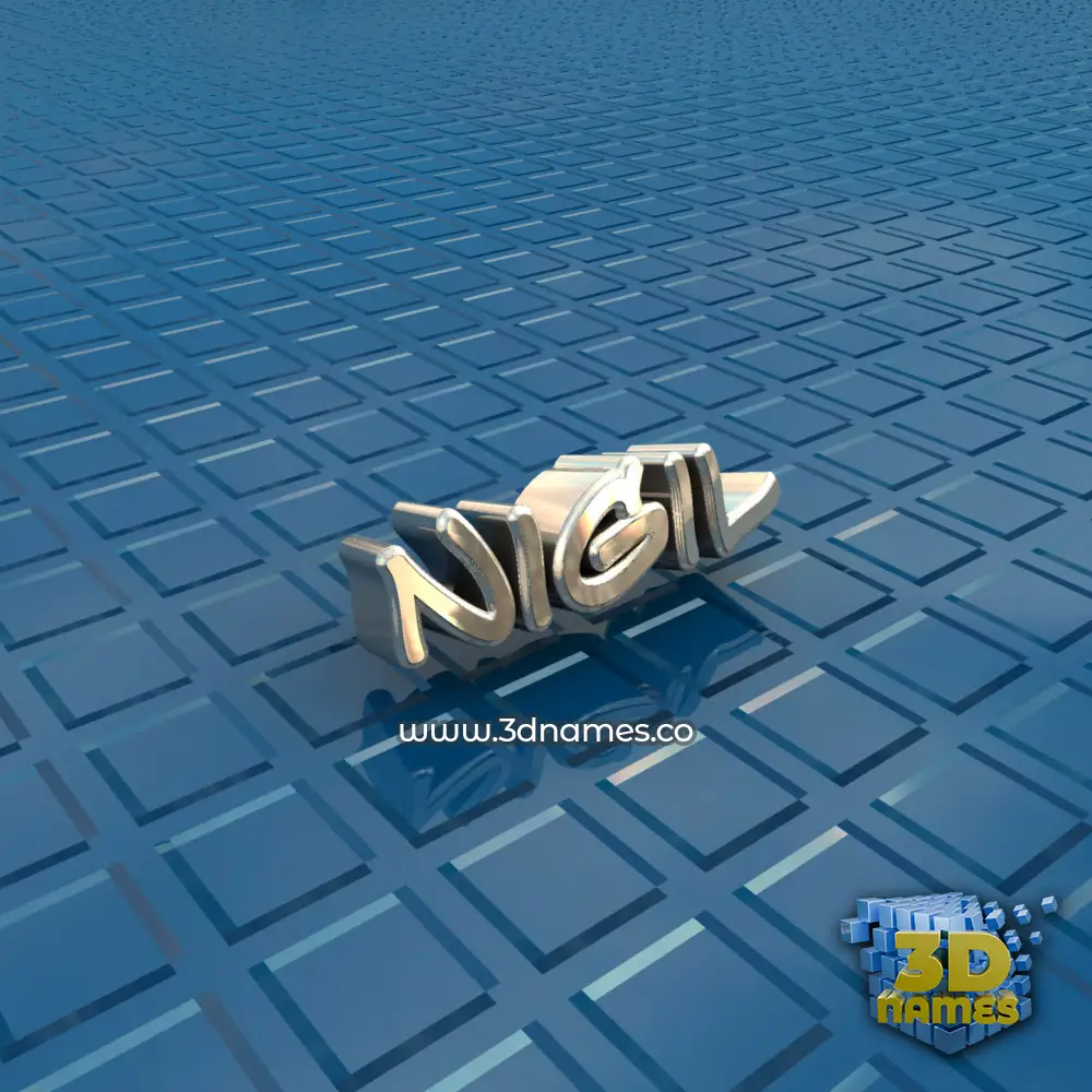 nigil in Blue Bling style - 3D name wallpaper