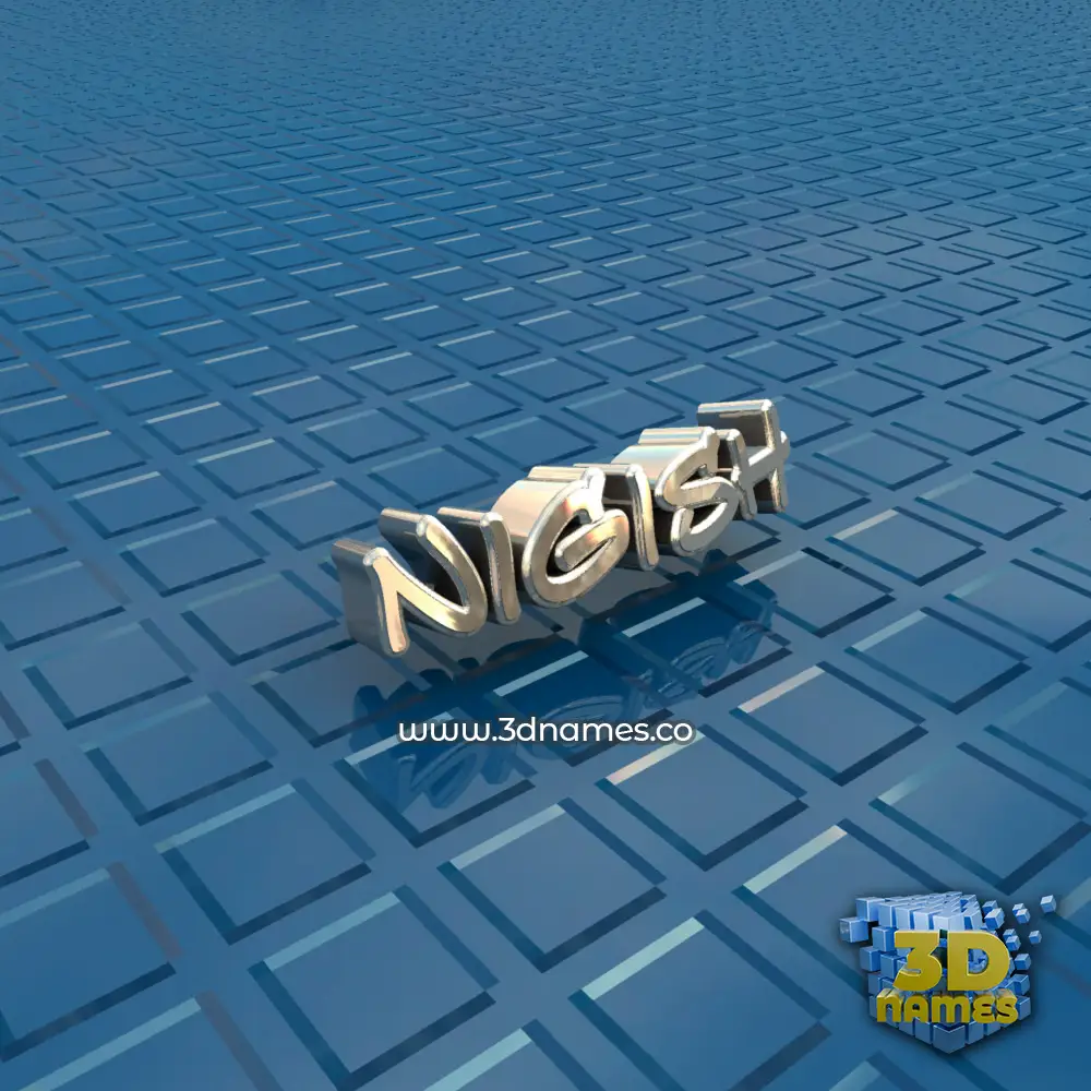 nigish in Blue Bling style - 3D name wallpaper