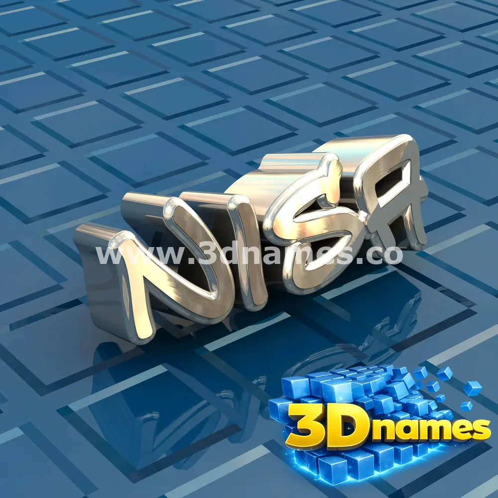 nisa in Blue Bling style - 3D name wallpaper