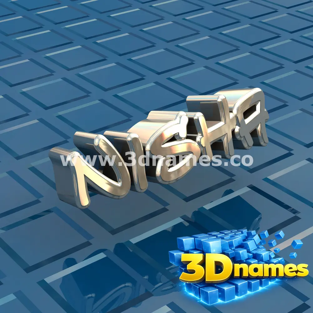 nisha in Blue Bling style - 3D name wallpaper
