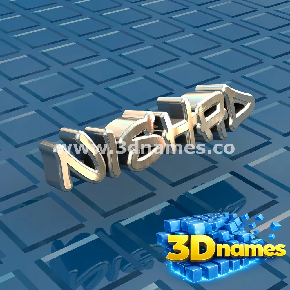 nishad in Blue Bling style - 3D name wallpaper