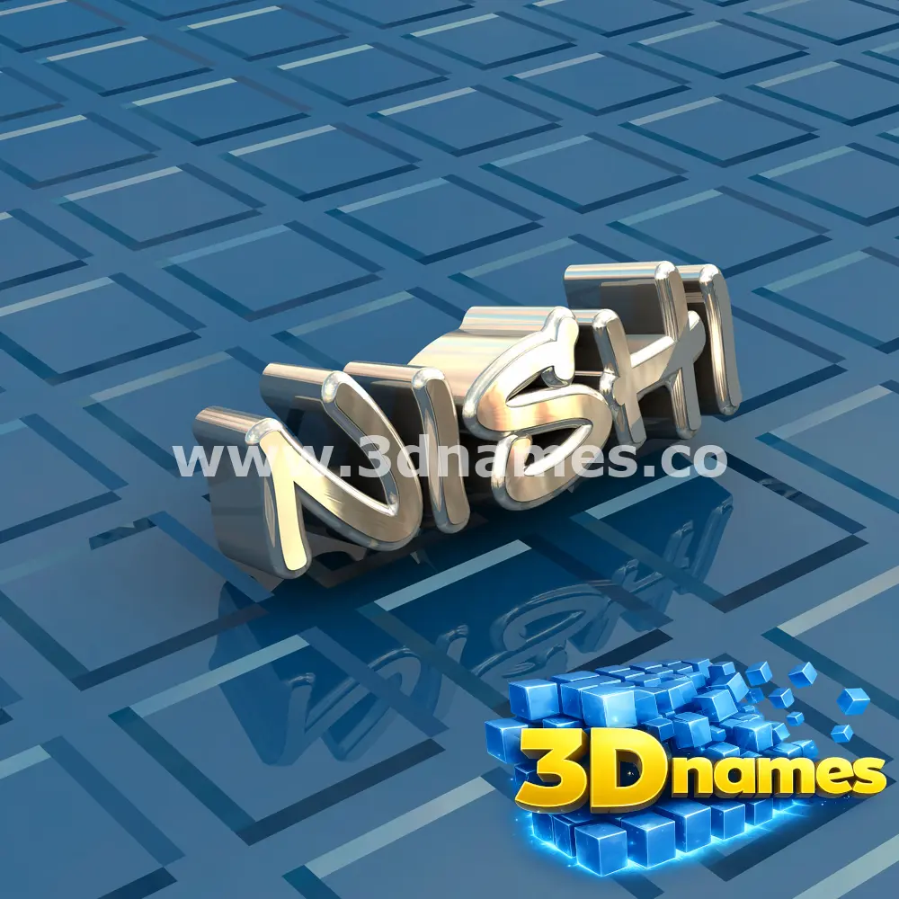 nishi in Blue Bling style - 3D name wallpaper