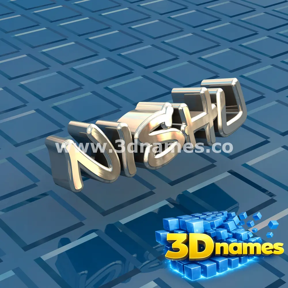 nishu in Blue Bling style - 3D name wallpaper