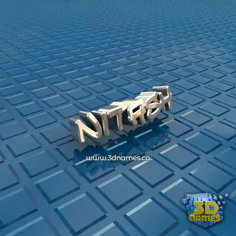 nitash in Blue Bling style - 3D name wallpaper