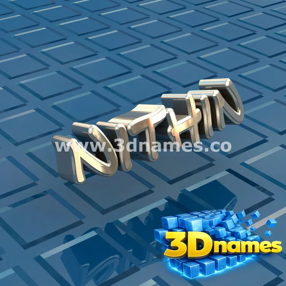 nithin in Blue Bling style - 3D name wallpaper
