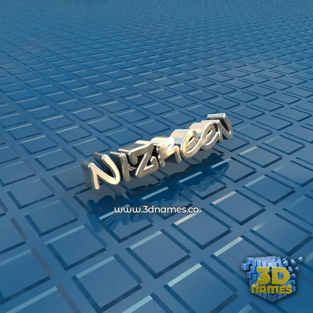 nizreen in Blue Bling style - 3D name wallpaper