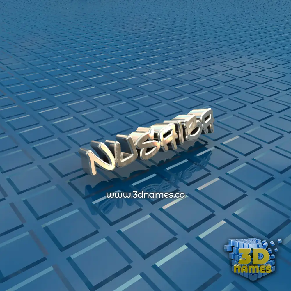 nusaiba in Blue Bling style - 3D name wallpaper