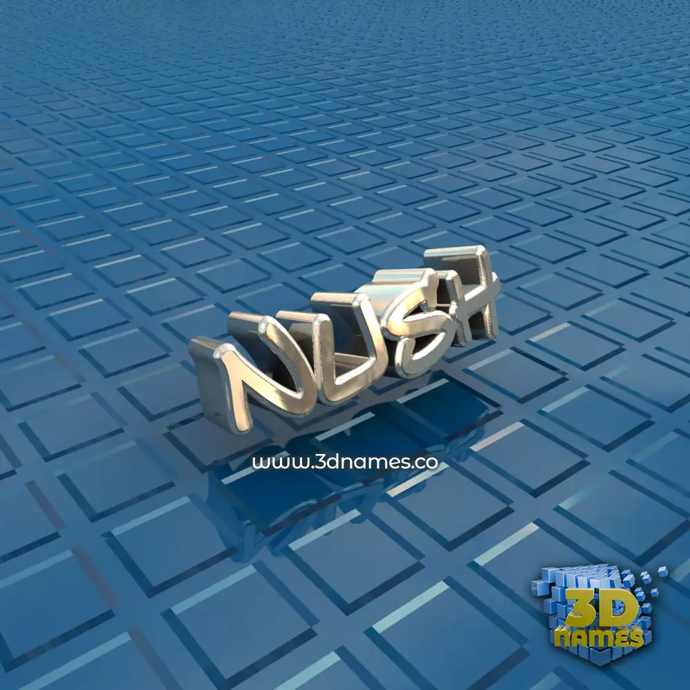 nush in Blue Bling style - 3D name wallpaper