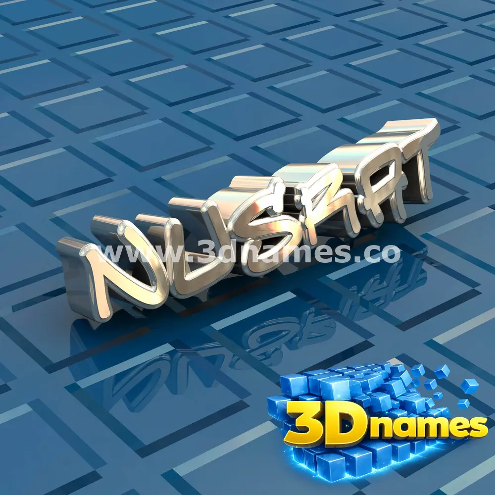 nusrat in Blue Bling style - 3D name wallpaper