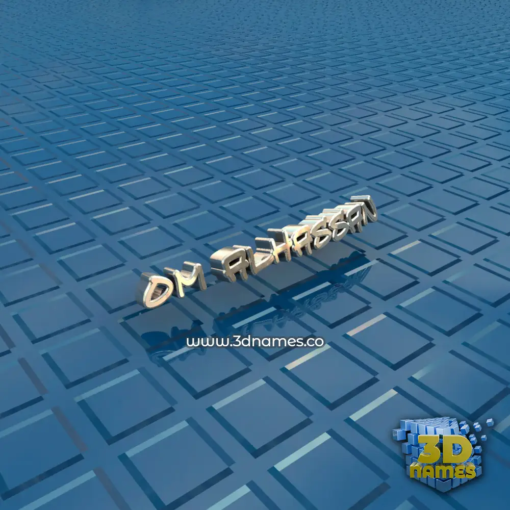 om alhassan in Blue Bling style - 3D name wallpaper