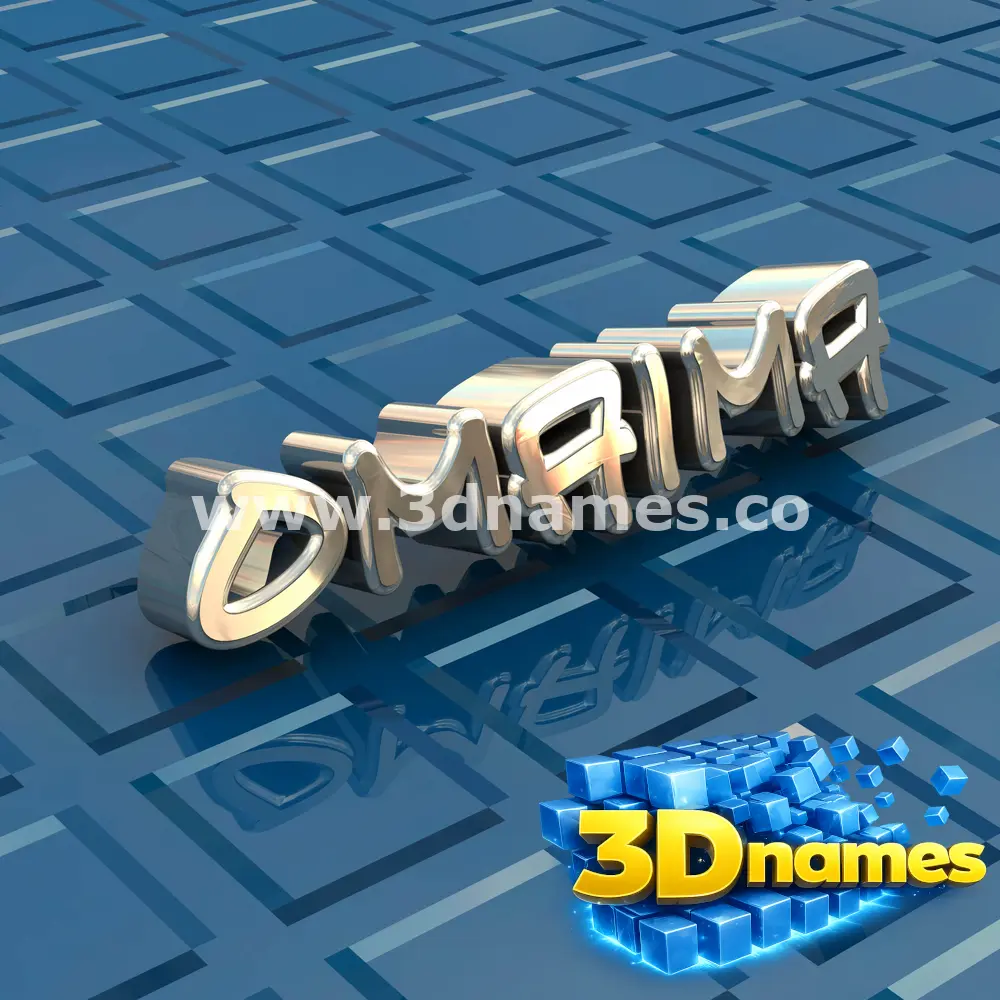 omaima in Blue Bling style - 3D name wallpaper