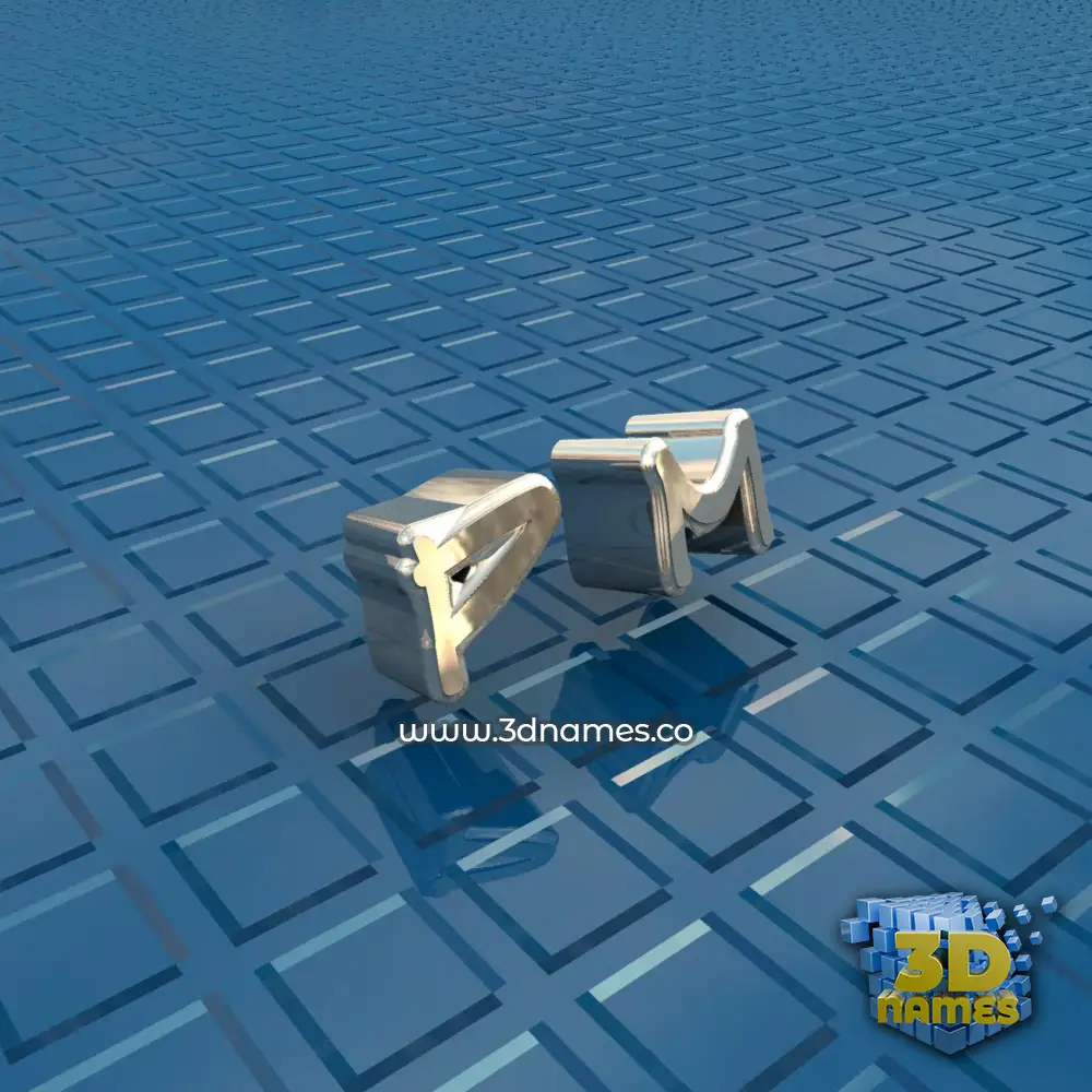 p m in Blue Bling style - 3D name wallpaper