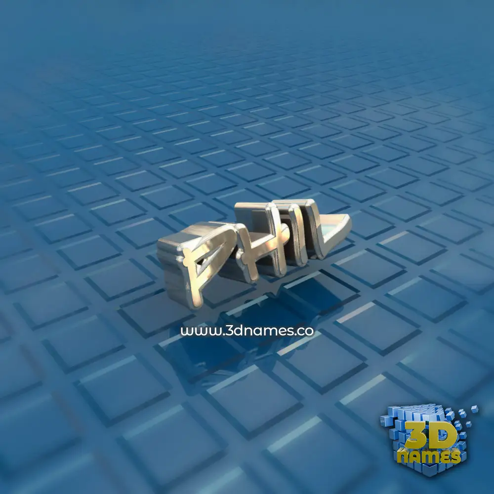 phil in Blue Bling style - 3D name wallpaper