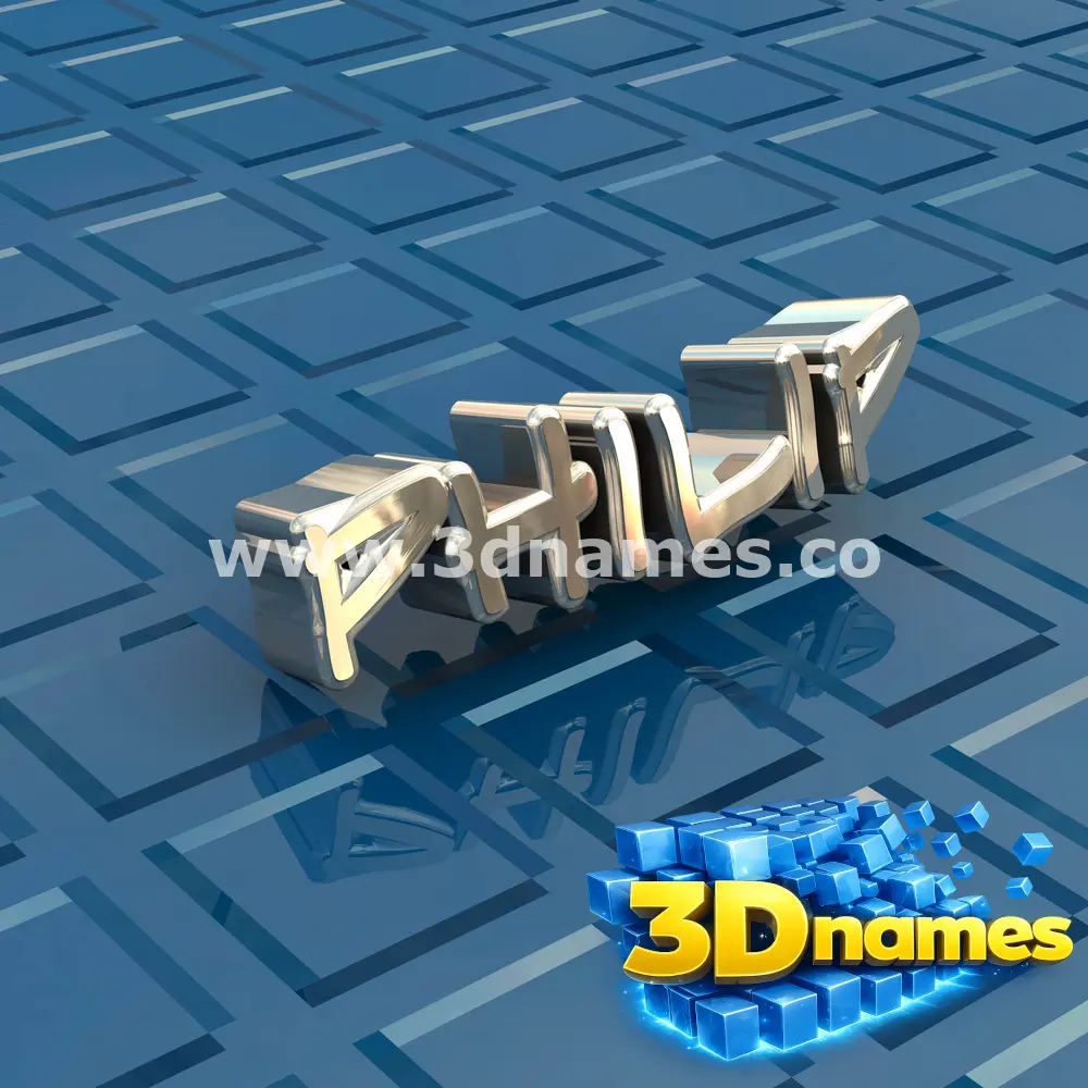 philip in Blue Bling style - 3D name wallpaper