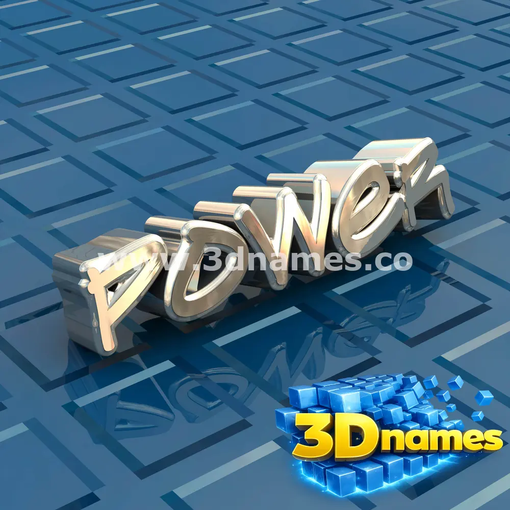 power in Blue Bling style - 3D name wallpaper